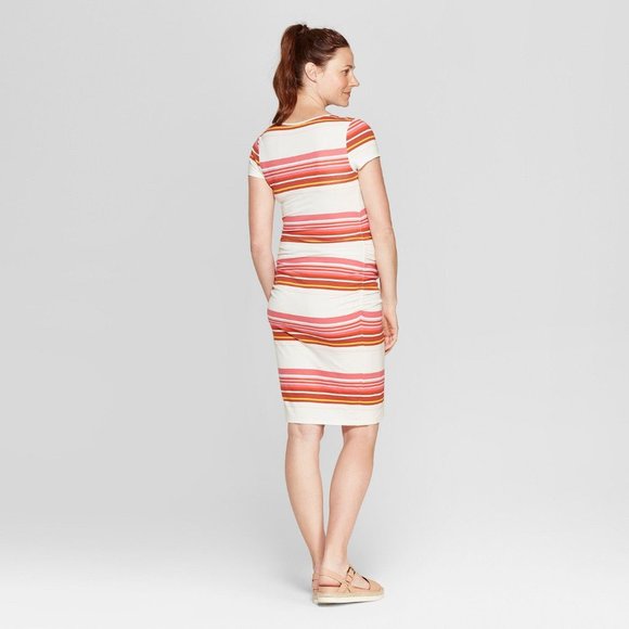 Striped Short Sleeve Maternity Dress - Isabel by Ingrid & Isabel size Small - Picture 2 of 5